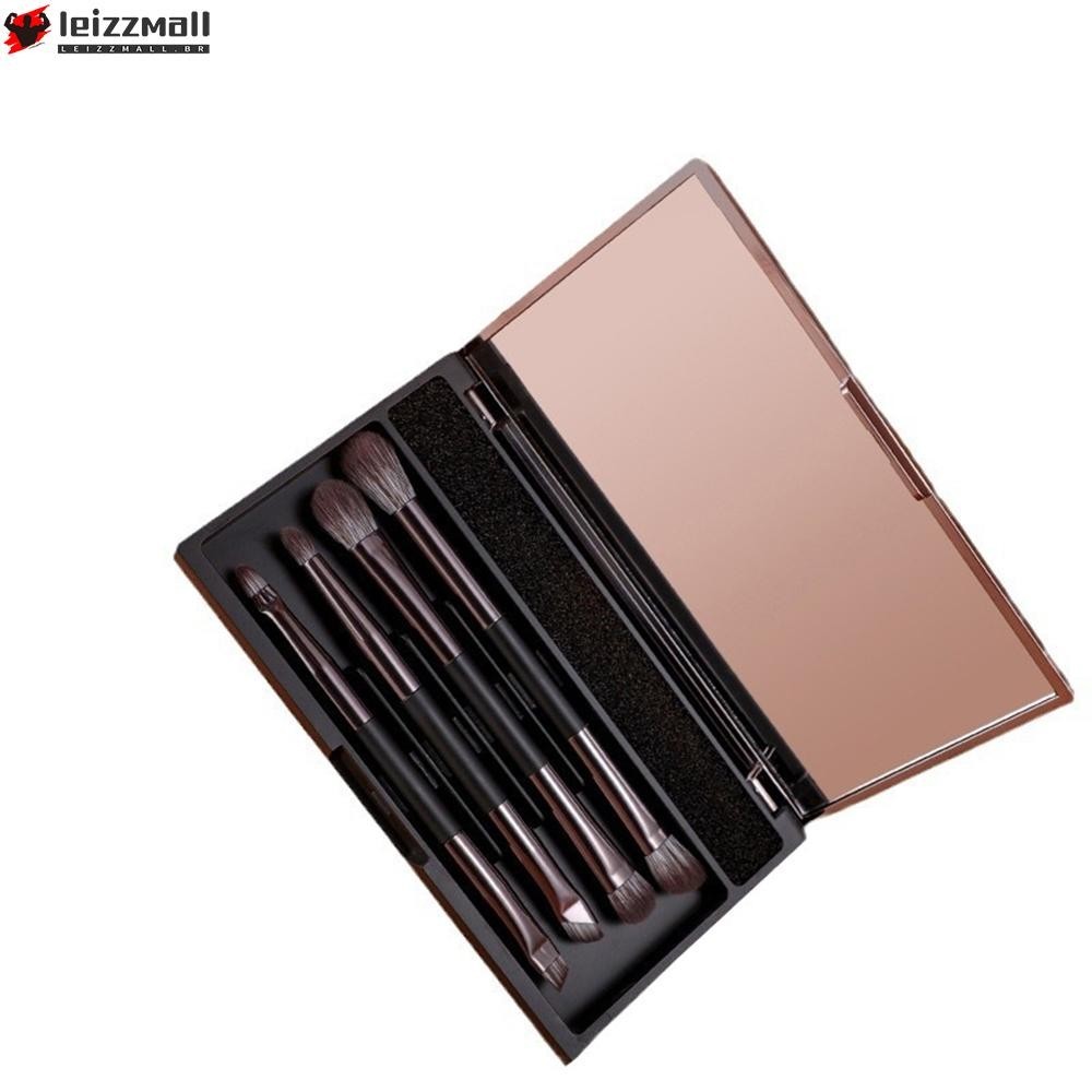 {Leizzmall}Professional Eye Shadow Brush Set Built-in Mirror Easy To Carry Gentle On Skin