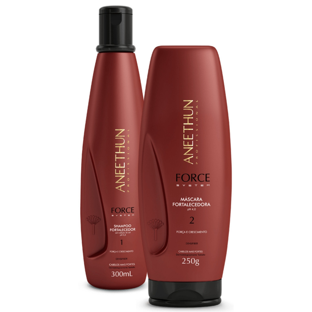 Kit Shampoo e Mascara Fortalecedor Aneethun Linha Force System Shampoo 300ml Mascara 250g + Mimo Especial da Loja