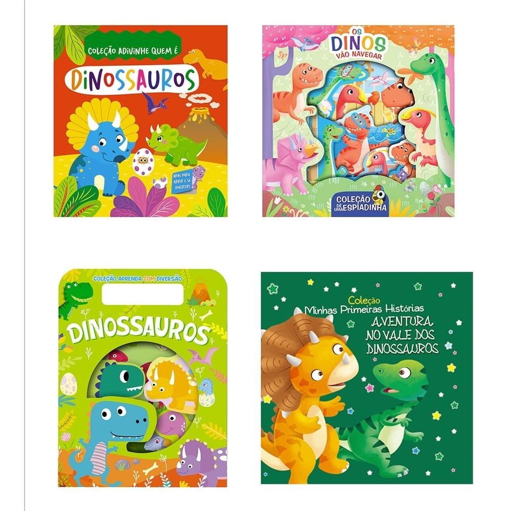 Coleção Infantil Dinossauros - Kit com 4 Livrinhos em Oferta na Shopee