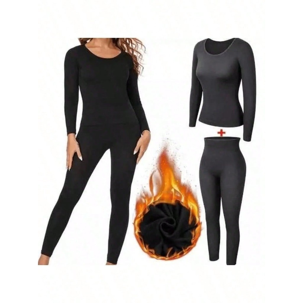 Conjunto térmico 1 Blusa Flanelada + 1 Calça Inverno Frio Intenso feminino peluciado pijama longo confortavel