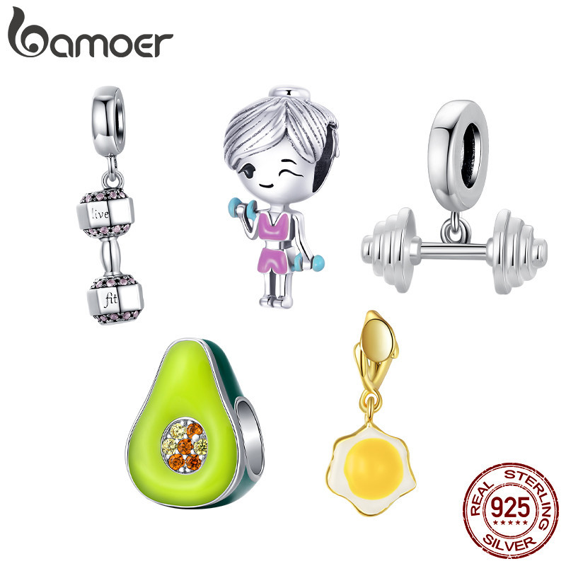 Bamoer 925 Sterling Sliver Fitness Dumbbell Série Para Pulseira em Oferta na Shopee