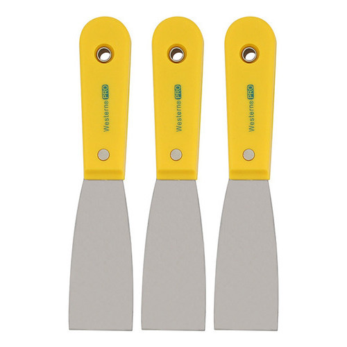 Kit 3 Espatula Aço Cabo Plastico Massa Pintura Gesso Rejunte