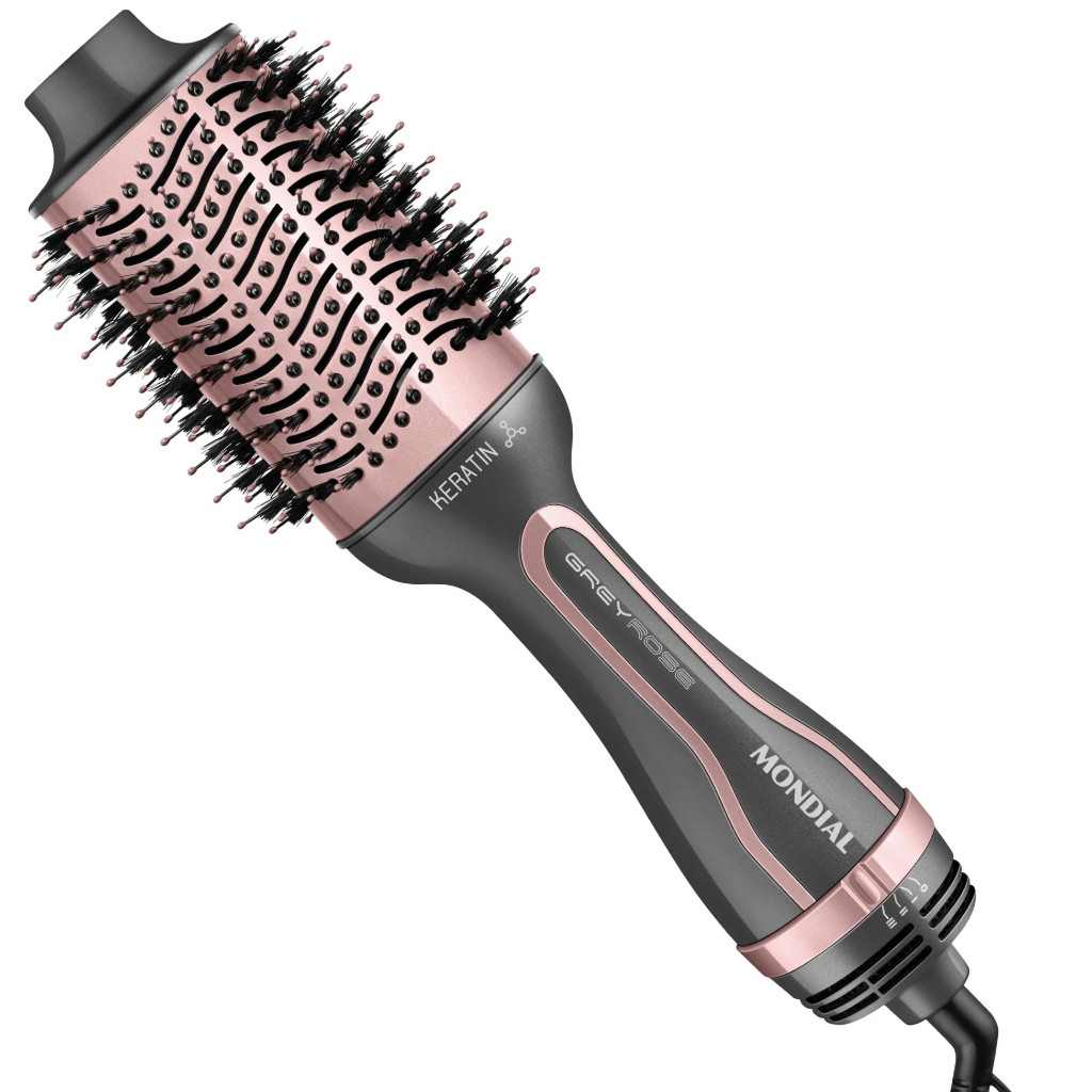 Escova Secadora Modeladora e Alisadora 3 em 1 Mondial ES-11-BI 1300w Rose Grey Keratin Bivolt em Oferta na Shopee