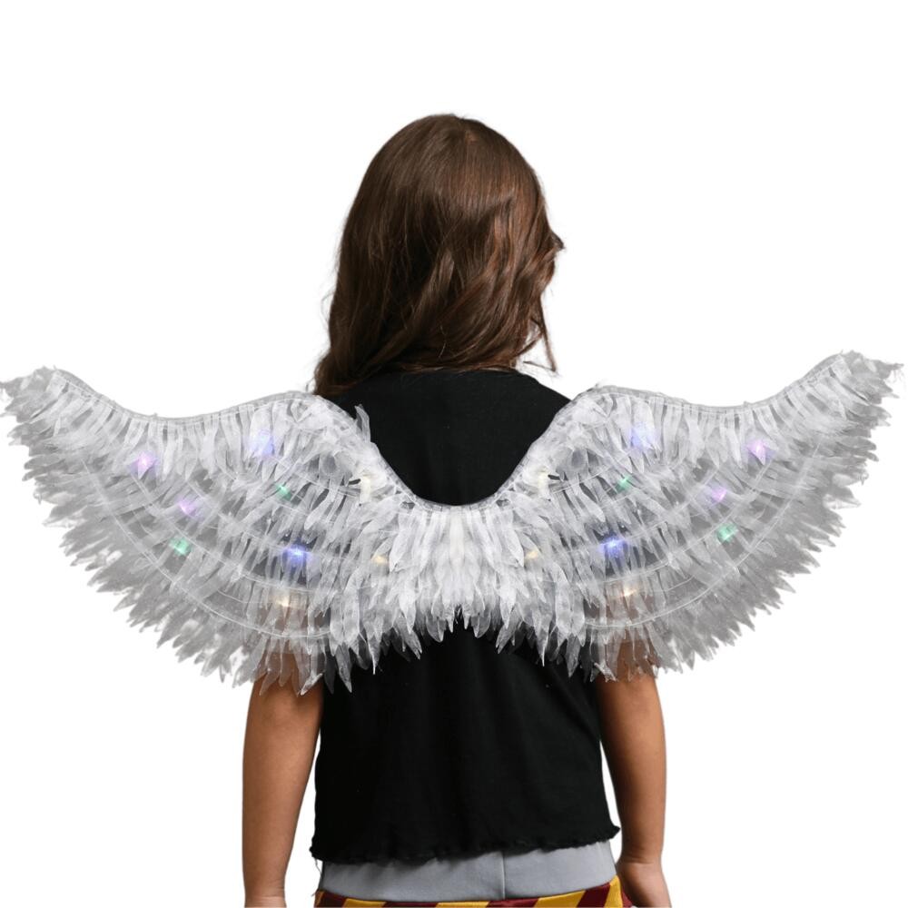 Asas De Anjo Branca Com Luzes Led Coloridas Para Fantasia Infantil em Oferta na Shopee