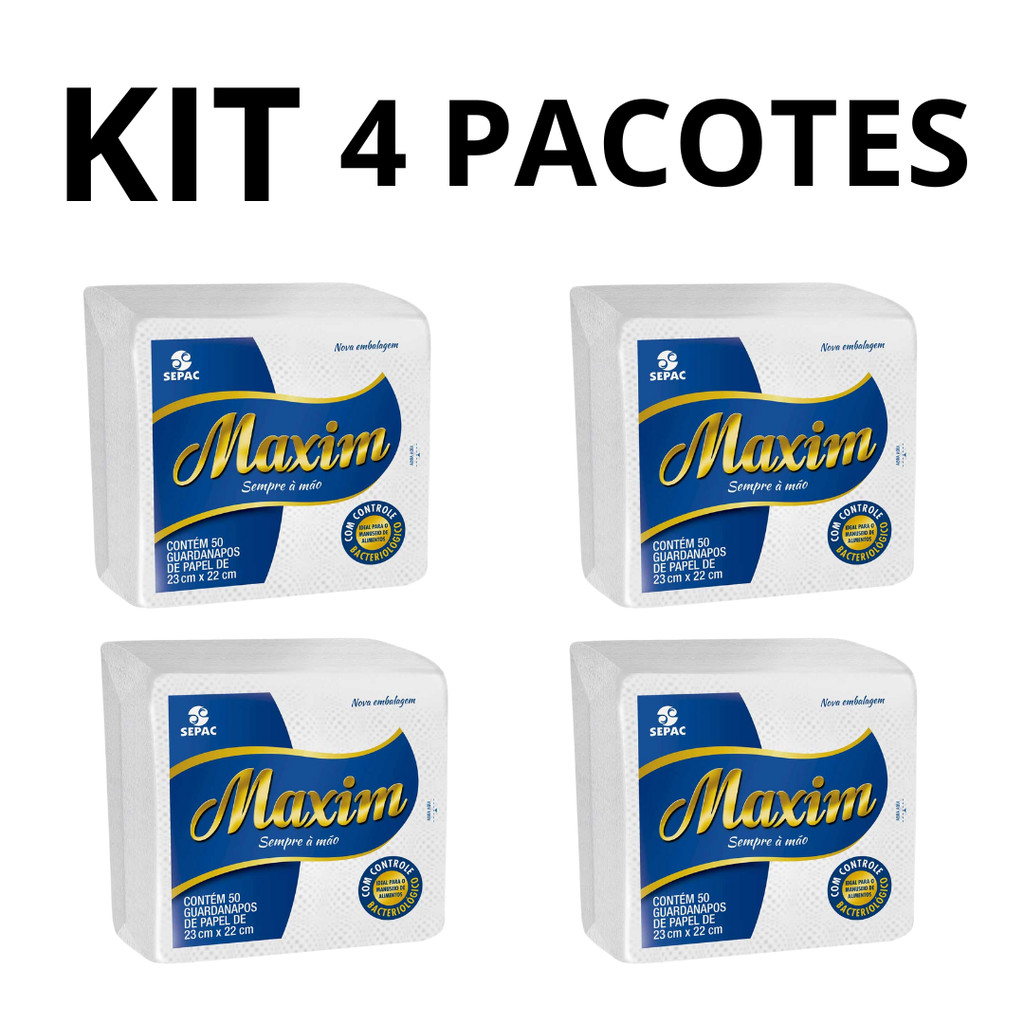 Kit 4 Pacotes Guardanapo 23x22cm Branco 250 Unidades Maxim Aniversario Descartavel Festa