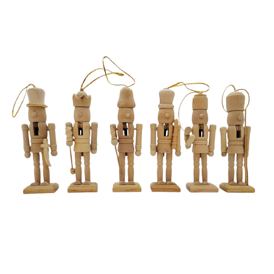 Conjunto Boneco Soldado Quebra Nozes de Madeira - 10cm - 6 unidades - Rizzo - Home & Living
