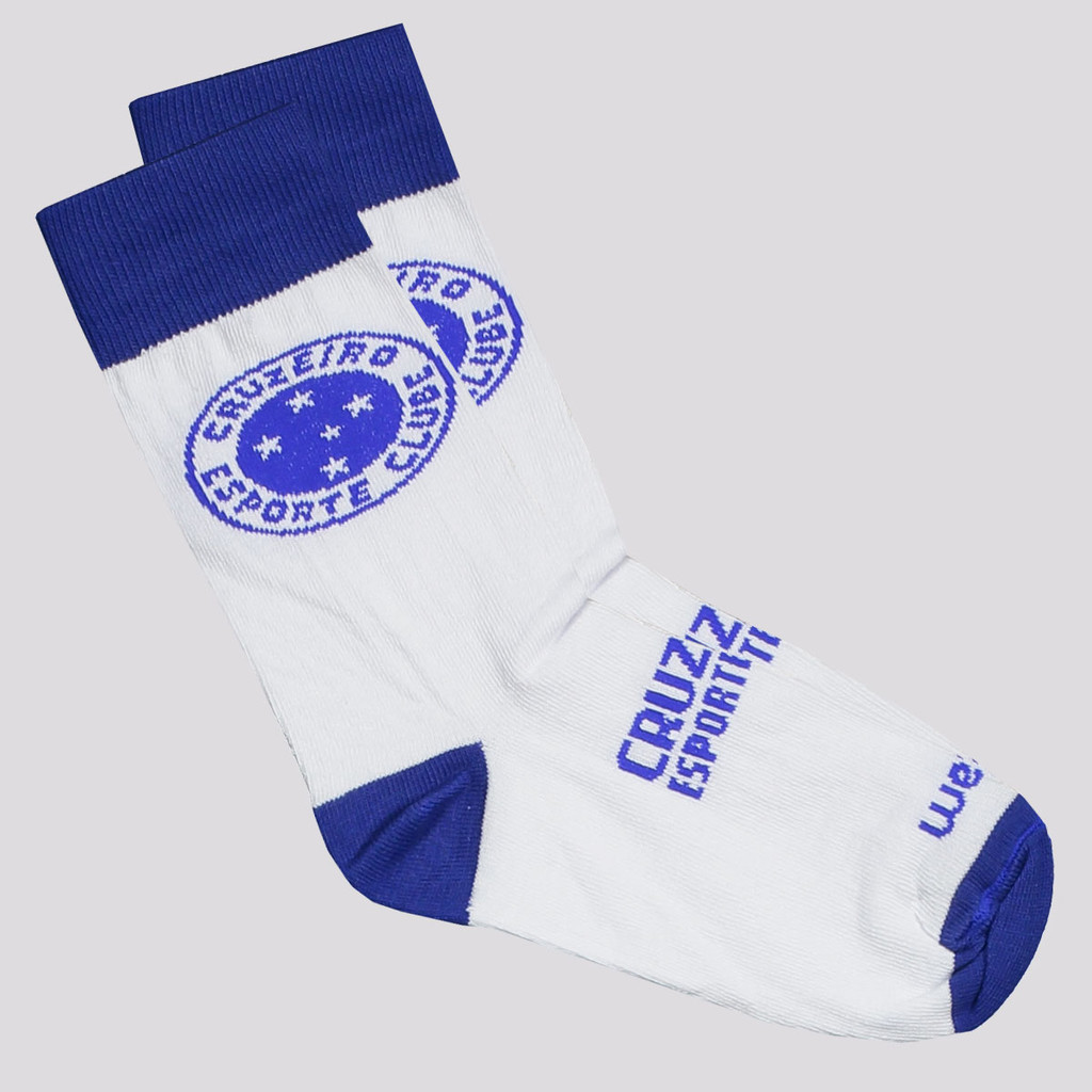 Meia Cruzeiro Casual Juvenil Branca em Oferta na Shopee