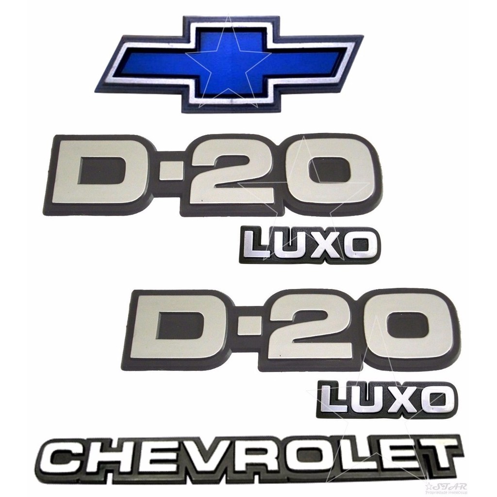 Emblemas D20 Luxo + Chevrolet + Gravata - 1985 À 1992