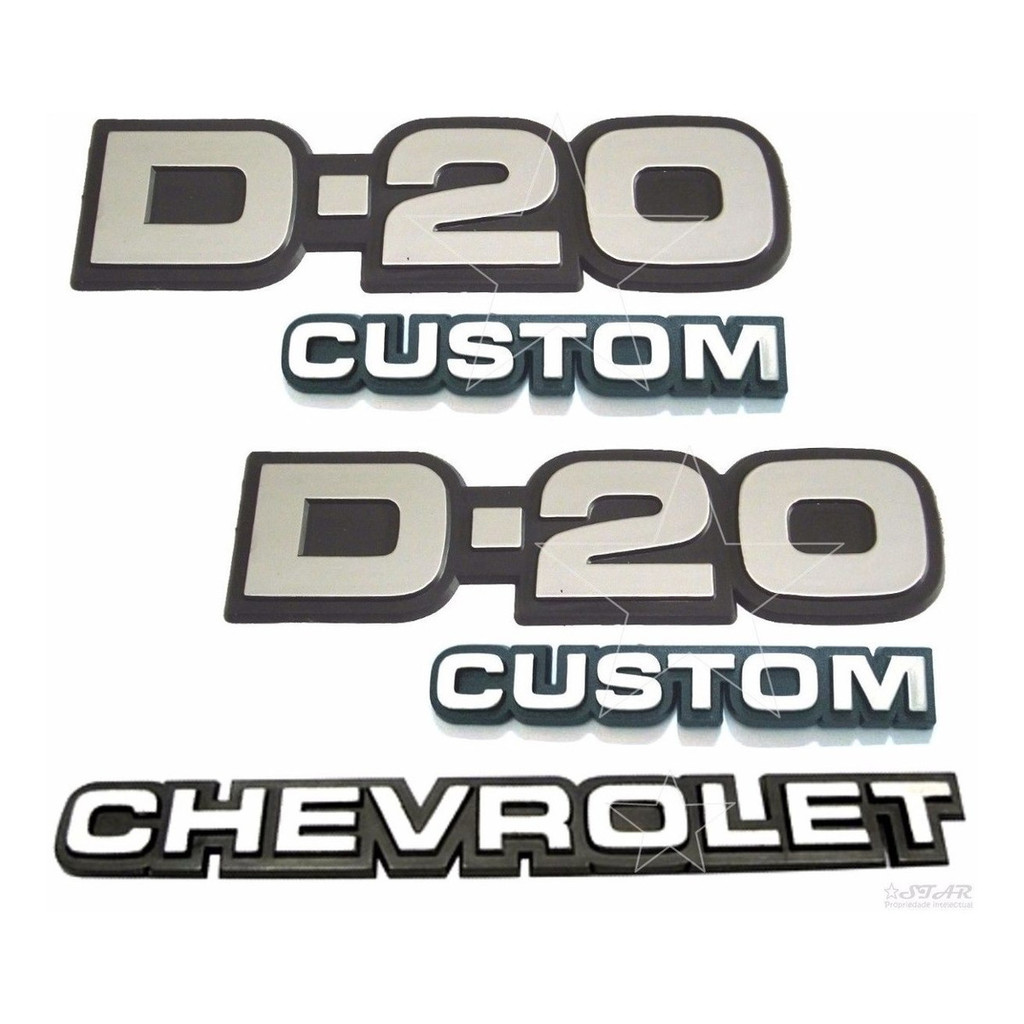 Emblemas D20 Custom + Chevrolet - 1985 À 1992