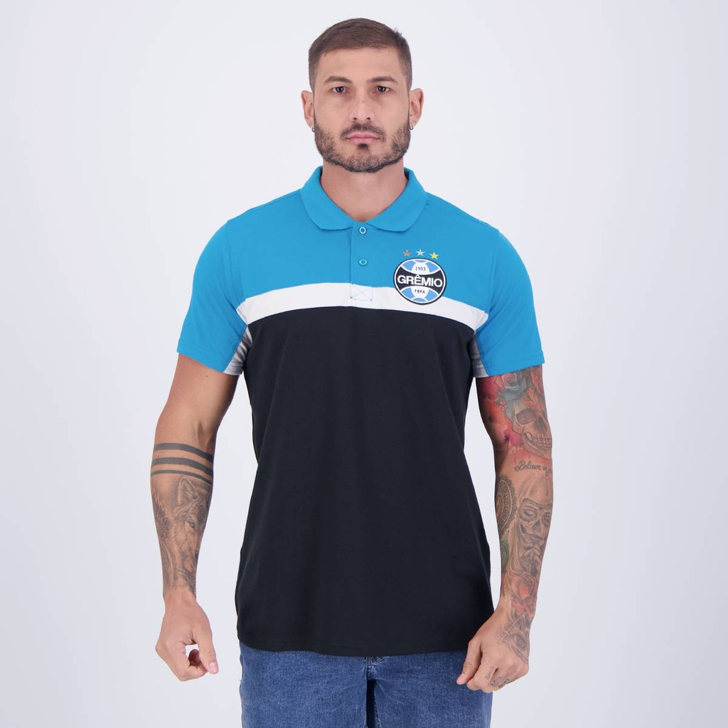 Polo Grêmio Cutts Preta em Oferta na Shopee