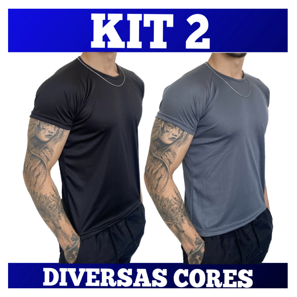 Kit 2 Camiseta Masculina Dry Fit Proteção Solar UV50 Térmica Anti Suor Academia Treino.