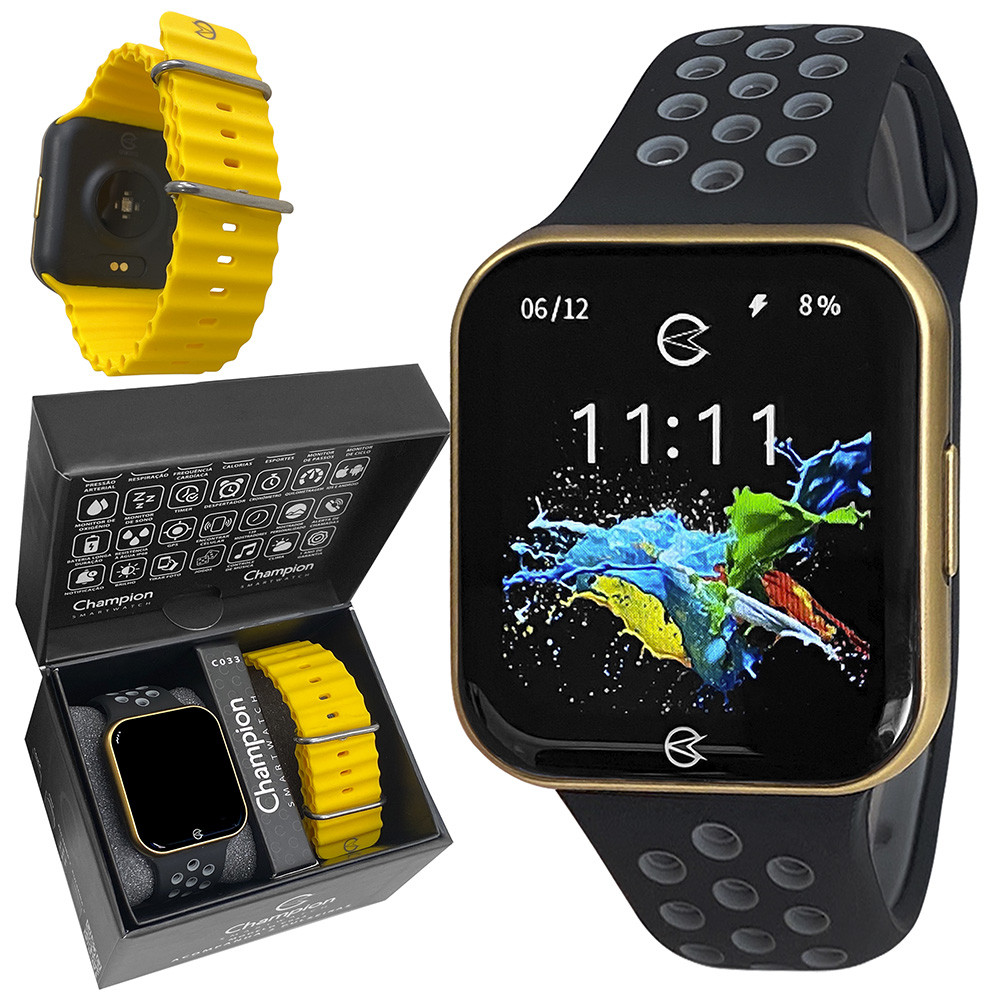 Relógio Smartwatch Champion Digital Preto 1 Ano Garantia - Mobile & Gadgets
