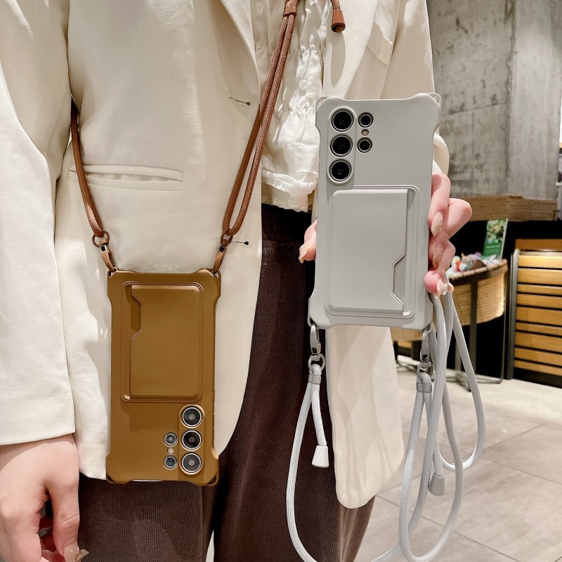 Samsung Galaxy S24 Plus S23 Ultra FE A54 A15 A34 A14 Carteira Alça De Cartão Caso À Prova De Choque Slot Titular Crossbody Cordão Capa