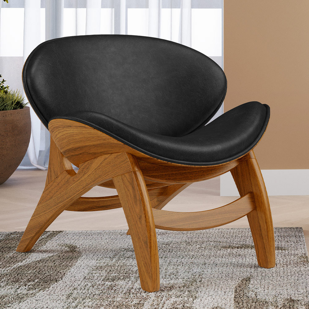 Poltrona Decorativa Orgânica Sala Living Kadosh L02 Couríssimo Preto Brilho - Lyam Decor em Oferta na Shopee