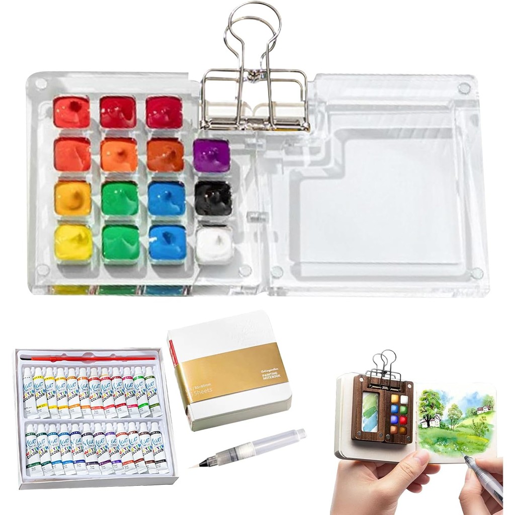 Conjunto De Viagem Em Aquarela Para Artista De Bolso,Mini Paleta De Portátil,Desenho Ao Ar Livre Qualquer Pessoa Que Ama em Oferta na Shopee