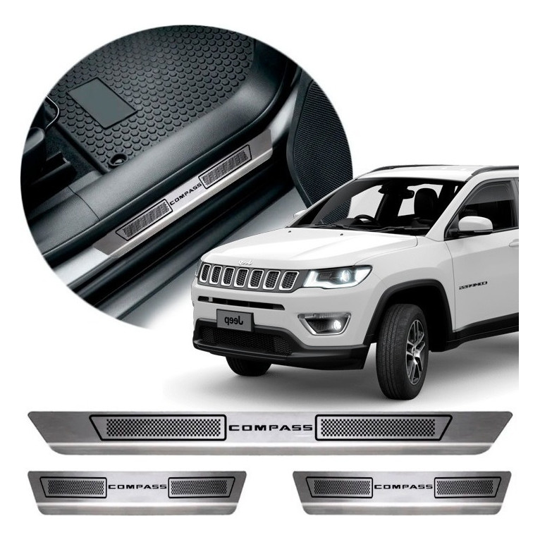 Soleira Porta Aço Inox Jeep Compass 2017 2018 2019 2020 2021