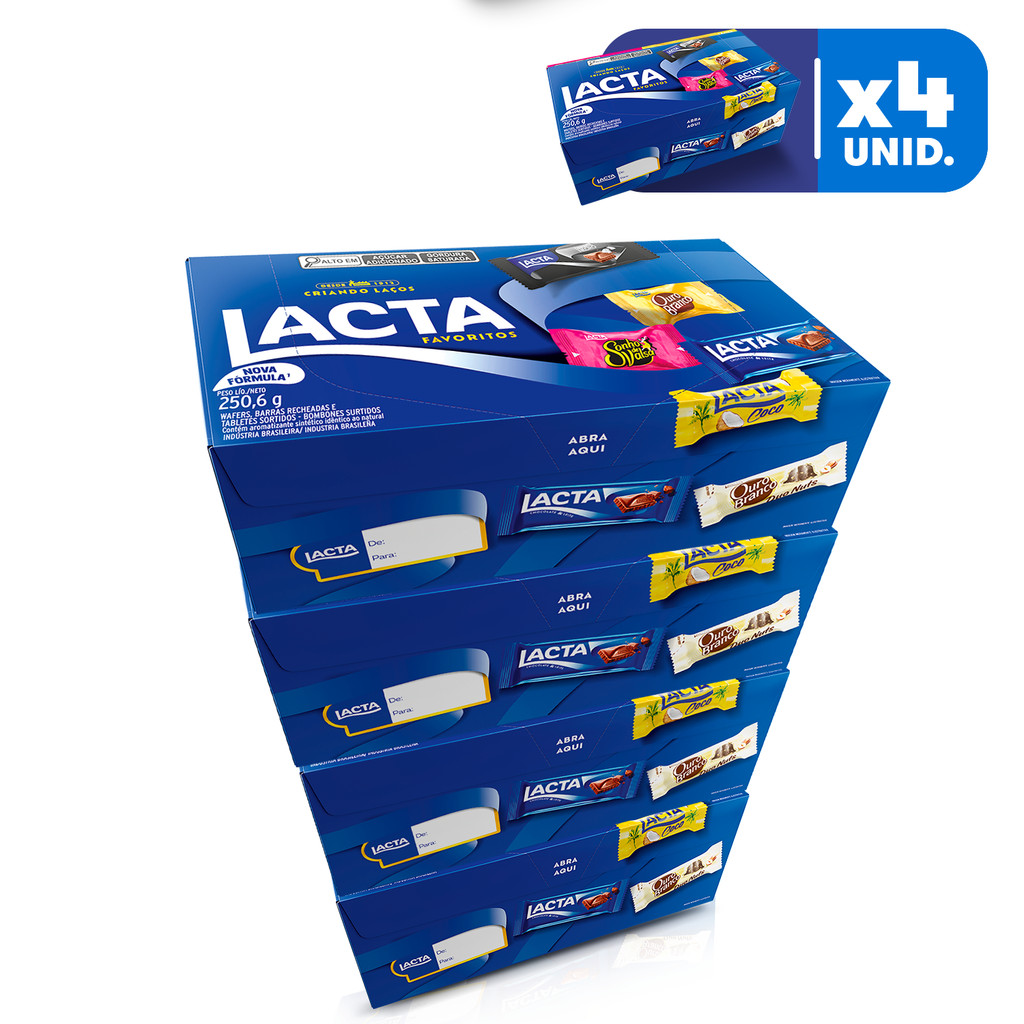 Kit Com 4 Caixas Bombom Favoritos Lacta 250,6g