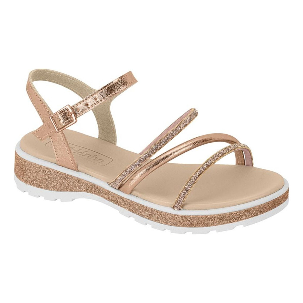 Sandalia Menina Festa Salto Social Glitter Brilho Molekinha