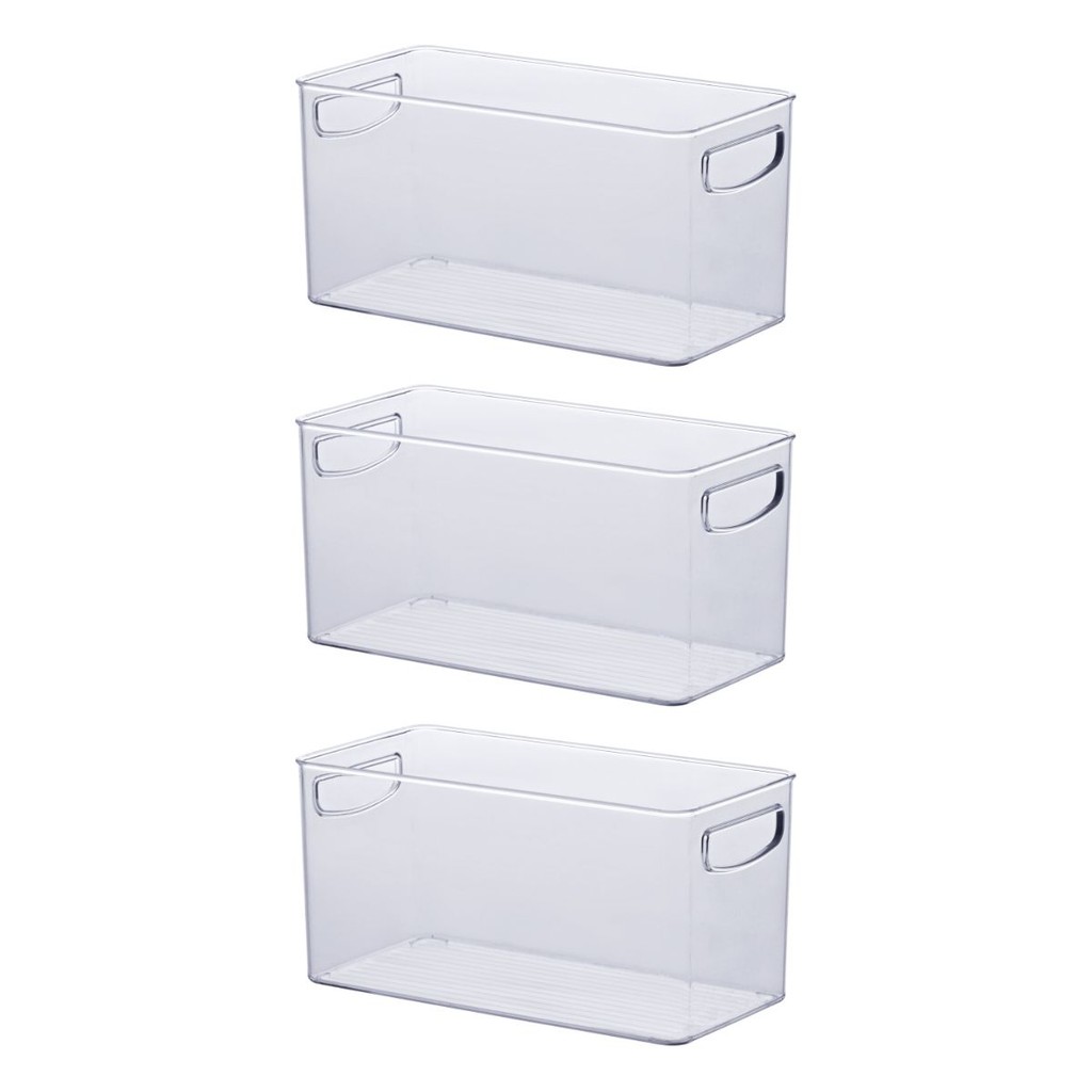 Organizador Geladeira Cozinha Acrílico 30x15x15 Cm Kit 3 Un Cor Transparente