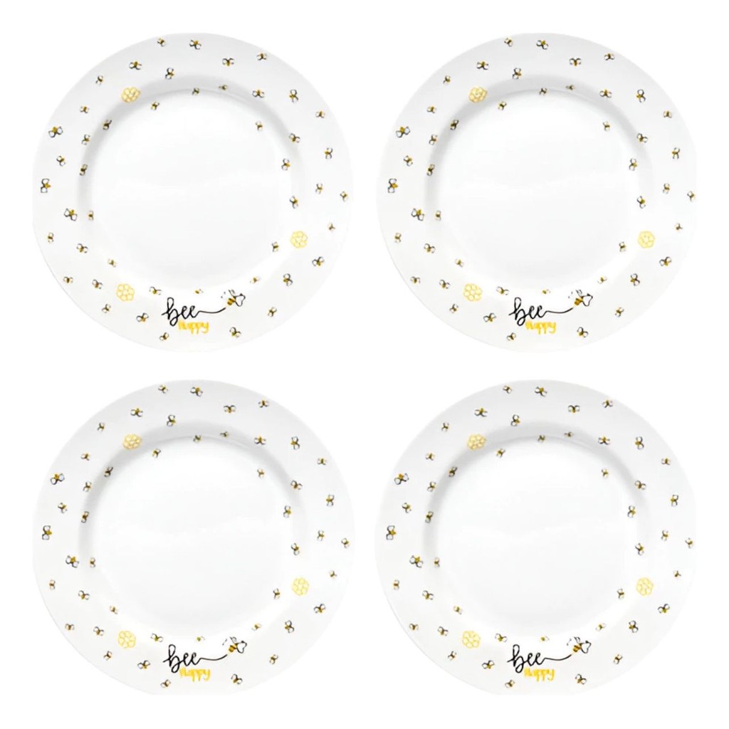Jogo 4 Pratos Sobremesa 19cm Abelinha Honey Bee Hauskraft em Oferta na Shopee