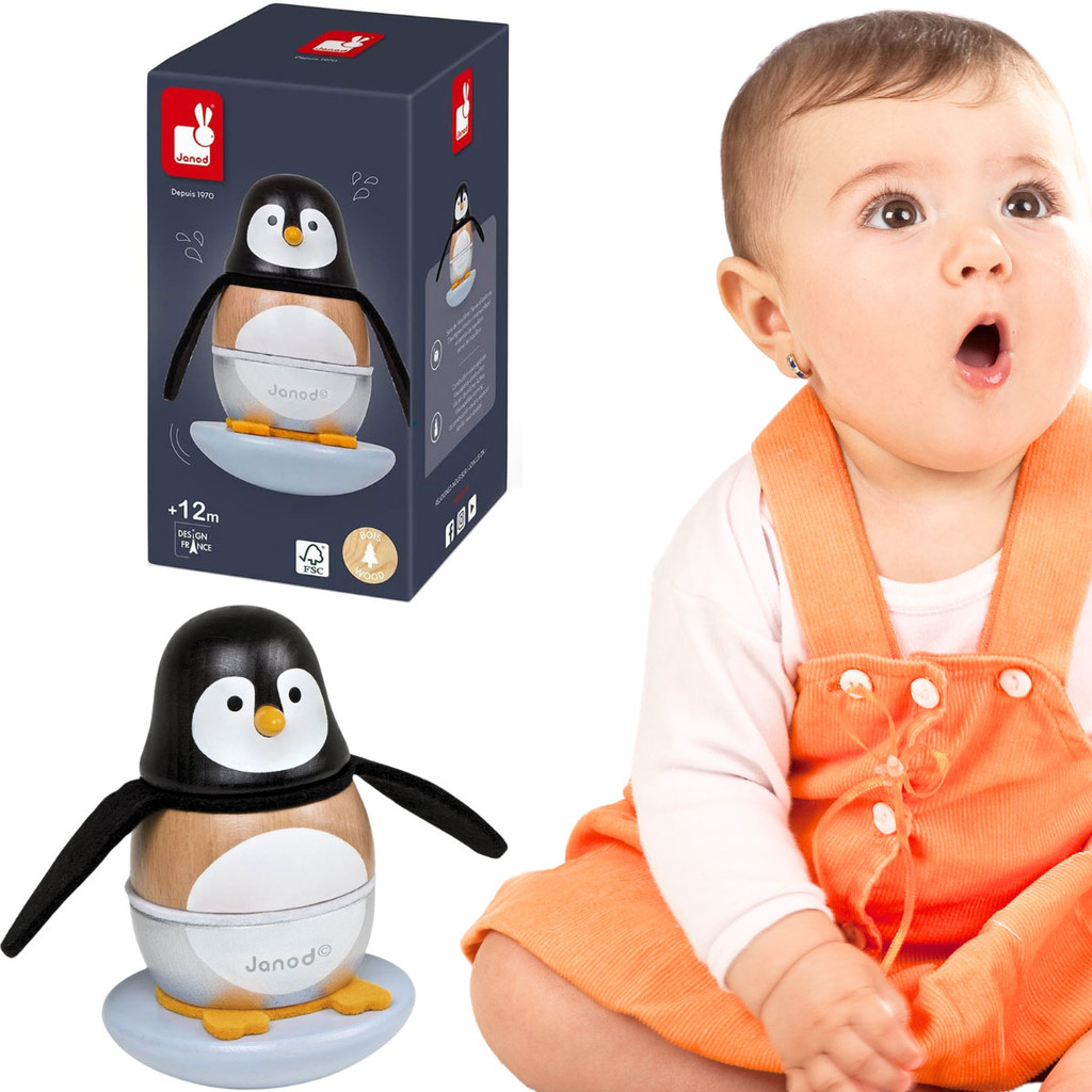 Pinguim de Empilhar Brinquedo Infantil Encaixar 7 pcs Janod