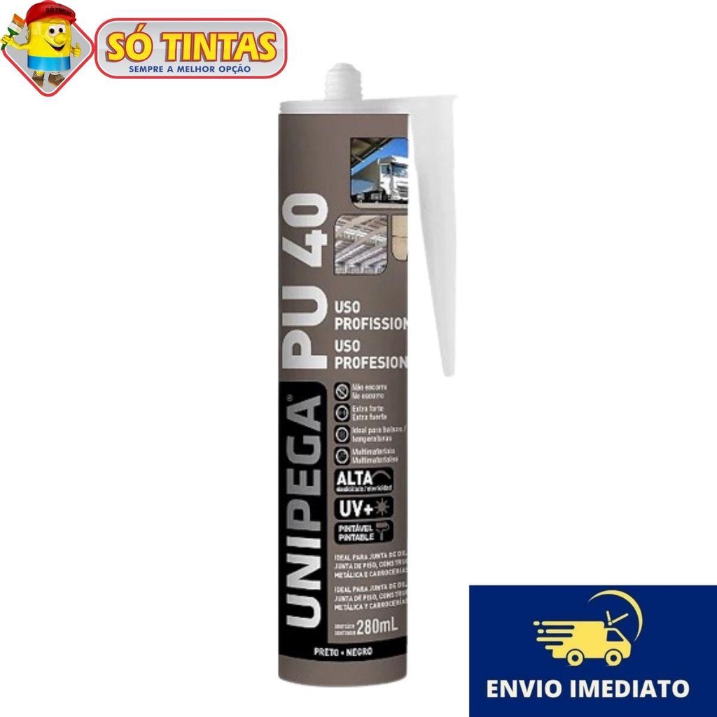 Selante Silicone PU 40 Preto Uso Profissional (Extra Forte) 400g 280ml - Unipega em Oferta na Shopee