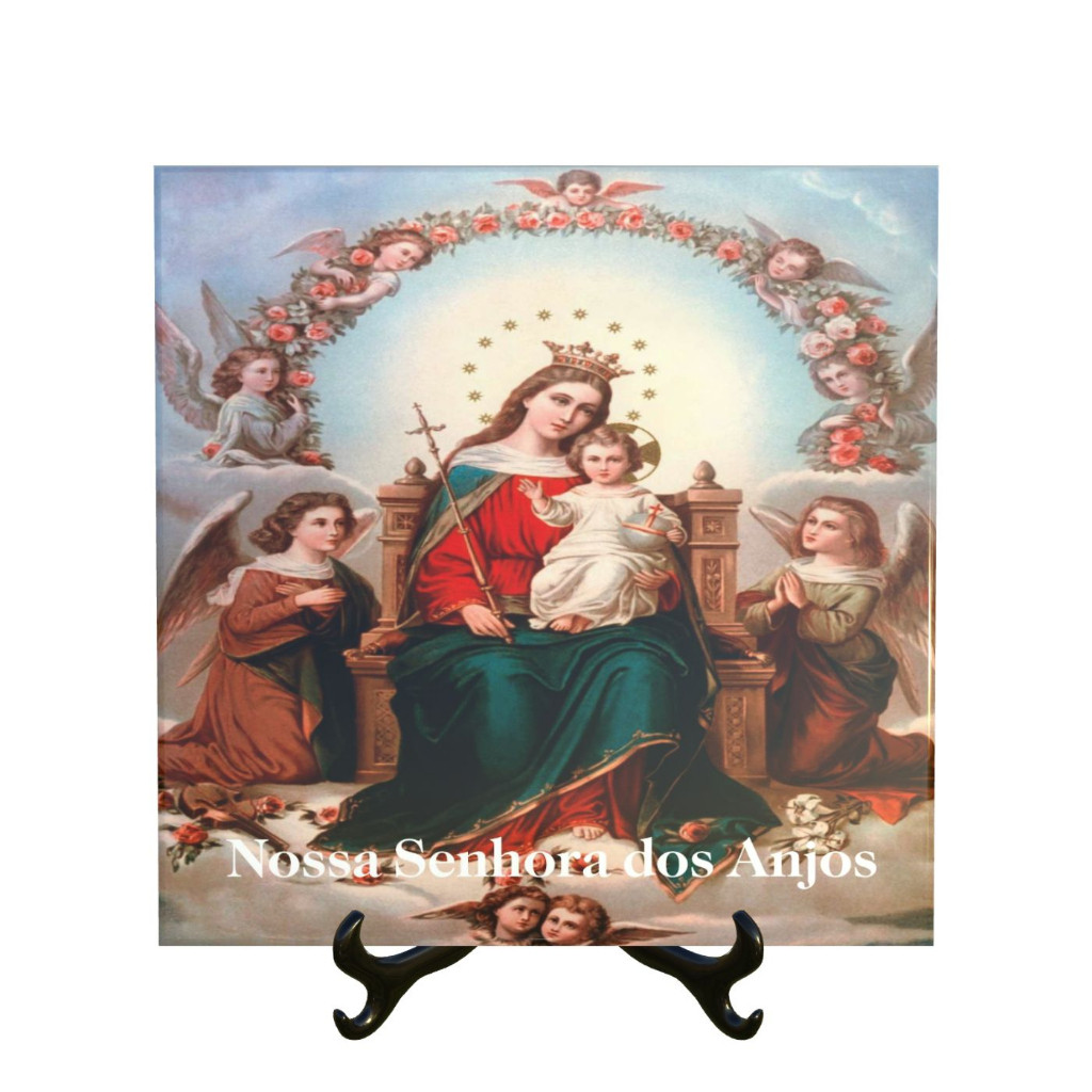Quadro Azulejo Nossa Senhora dos Anjos vários tamanhos decoração presente religioso católico