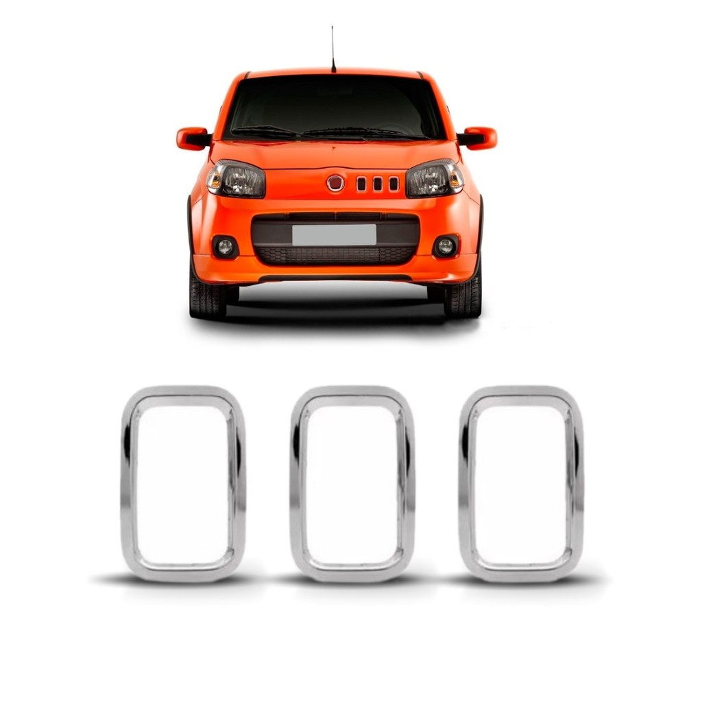 Moldura Grade Frontal Uno Vivace Economy 2011 A 2014 Cinza