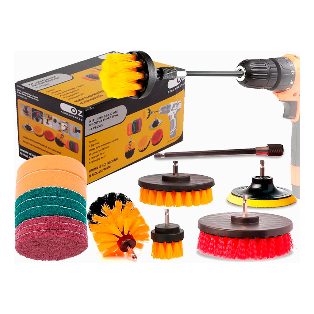 Escovas Rotativa Para limpeza Uso Parafusadeira/furadeira 14 peças - Home & Living