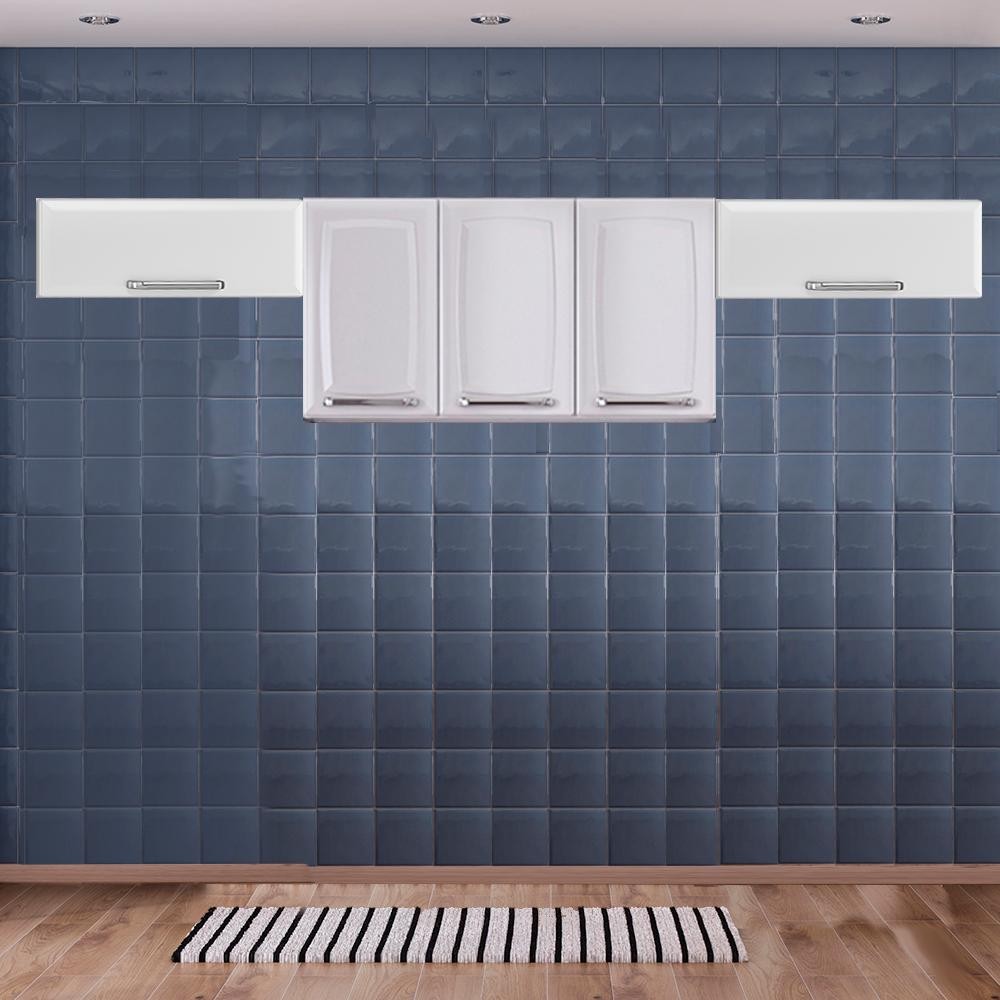 Kit armário aéreo de cozinha Itatiaia Luce branco com 3 portas e 2 portas horizontais em Oferta na Shopee