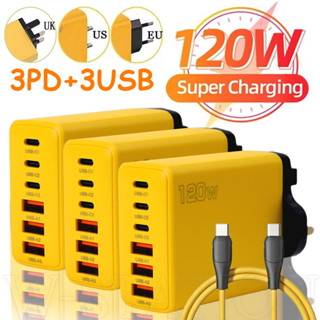 Carregador USB-C De 6 Portas De 120 W-Conjunto De Carregamento De Viagem Ue Eua Reino Unido-Adaptador De Parede Para Cel em Oferta na Shopee