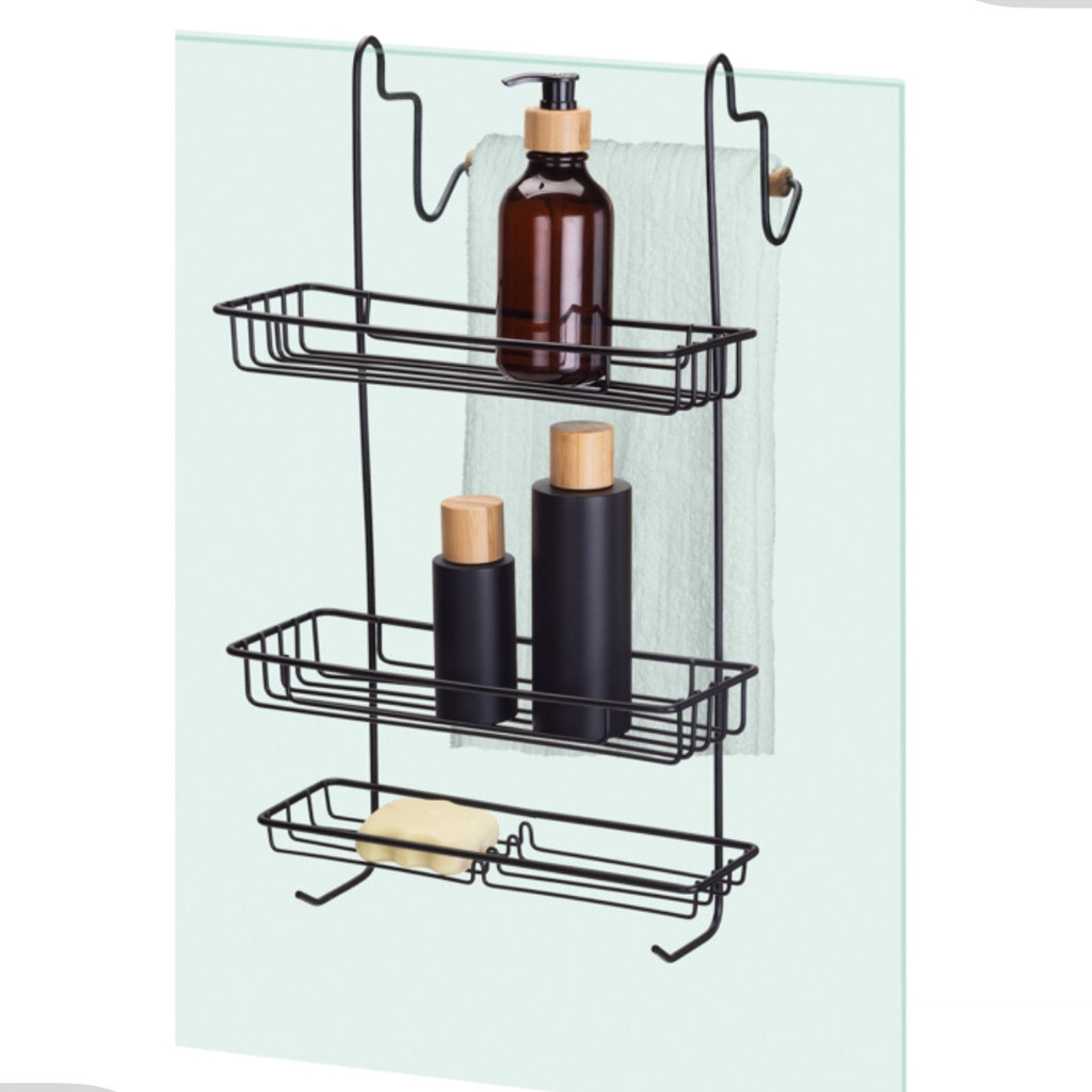 Suporte Porta Shampoo Pendurar Box Banheiro 3 Andar Eco Design Preto Arthi - Home & Living