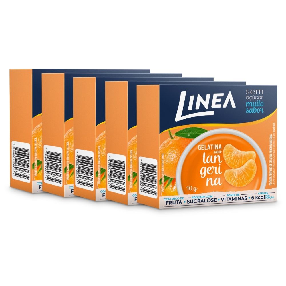 Gelatina Em Pó Linea Sabor Tangerina 10g - 5 unidades em Oferta na Shopee