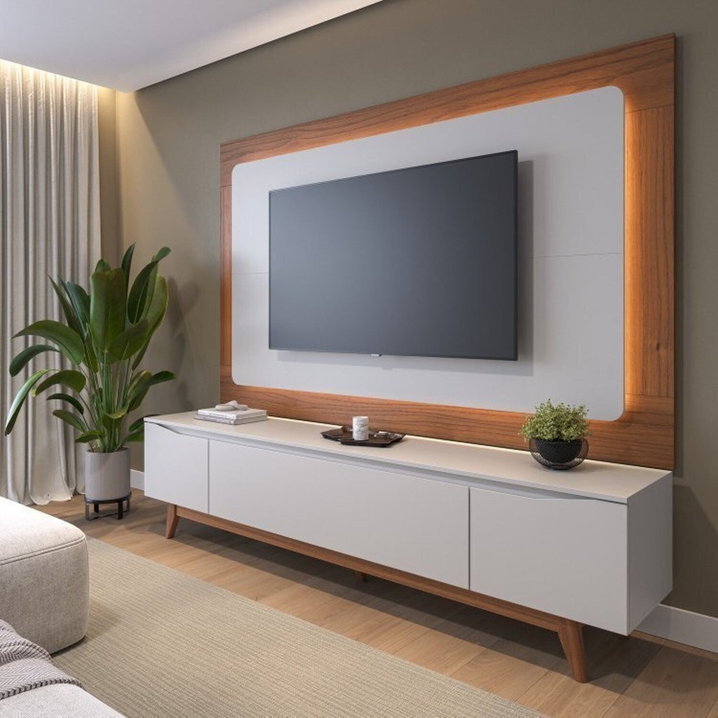 Rack com Painel para Tv até 75 Polegadas 220cm Pés Madeira Maciça Flynt Oslo 220