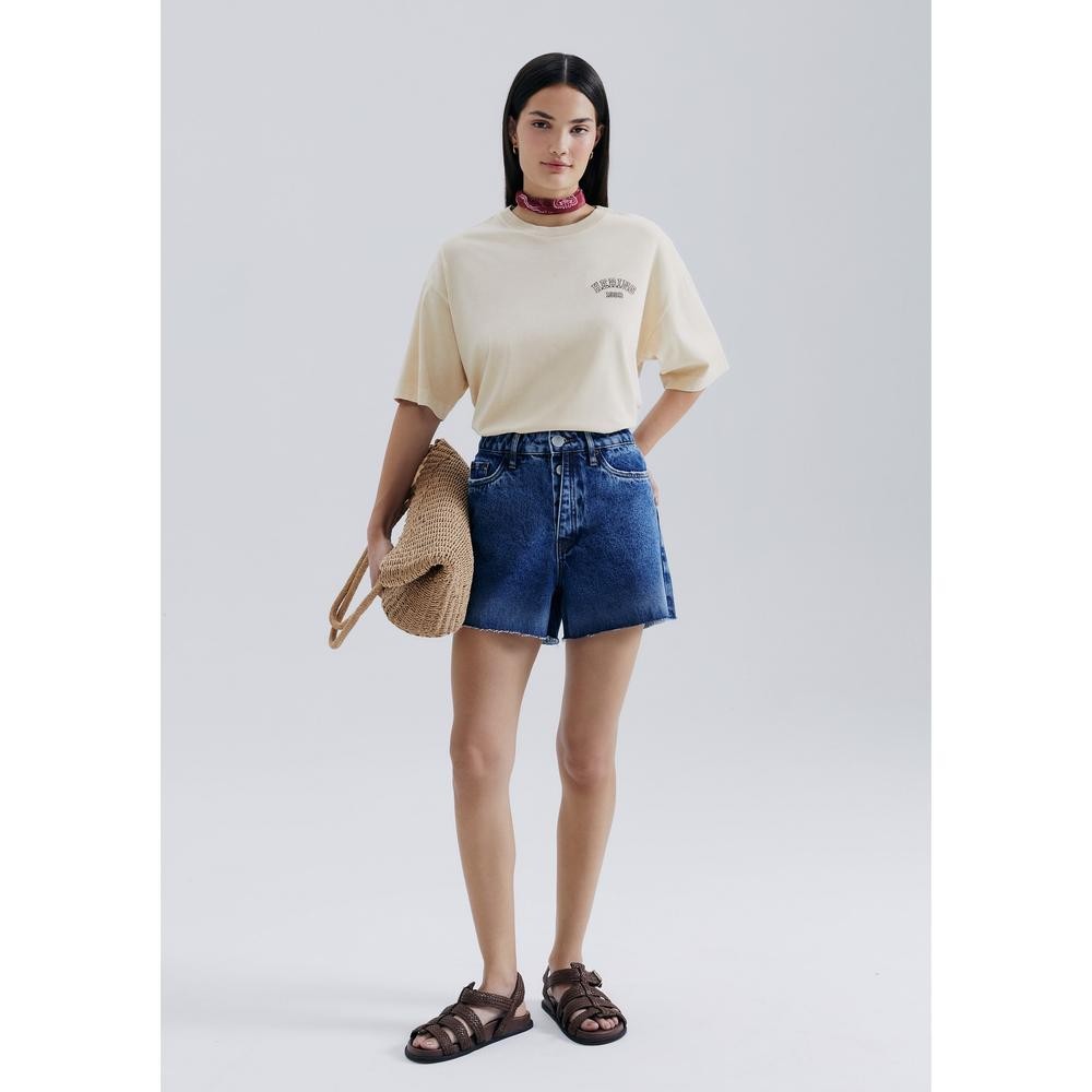 Shorts Jeans Feminino Barra A Fio Hering em Oferta na Shopee