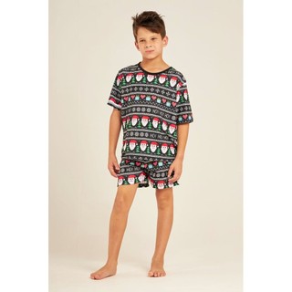Pijama Infantil Curto Natal Black