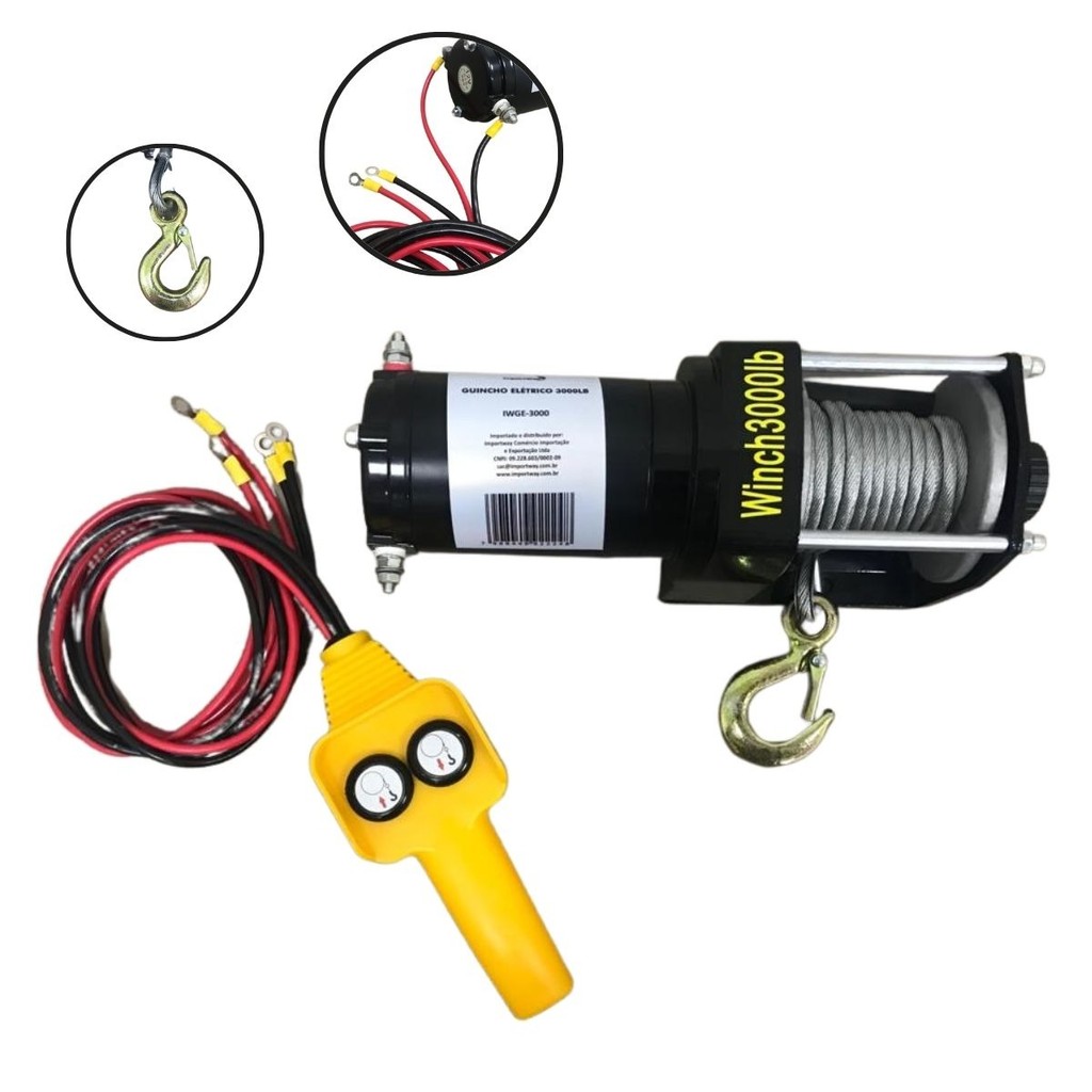 Guincho Elétrico 3000lb IWGE-3000 12V com Cabo de Aço 6m  ImportWay
