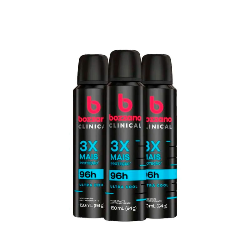 Kit Desodorante Aerosol Bozzano Clinical Ultra Cool 150ml - 3 unidades - Beauty