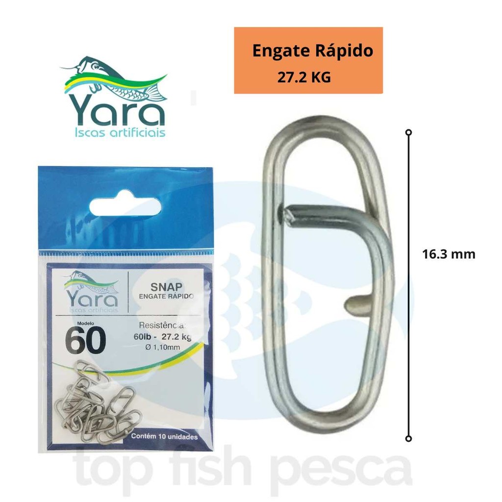 Cartela 10 Unidades Snap Yara Engate Rápido Inox 27.2 kg 60lb