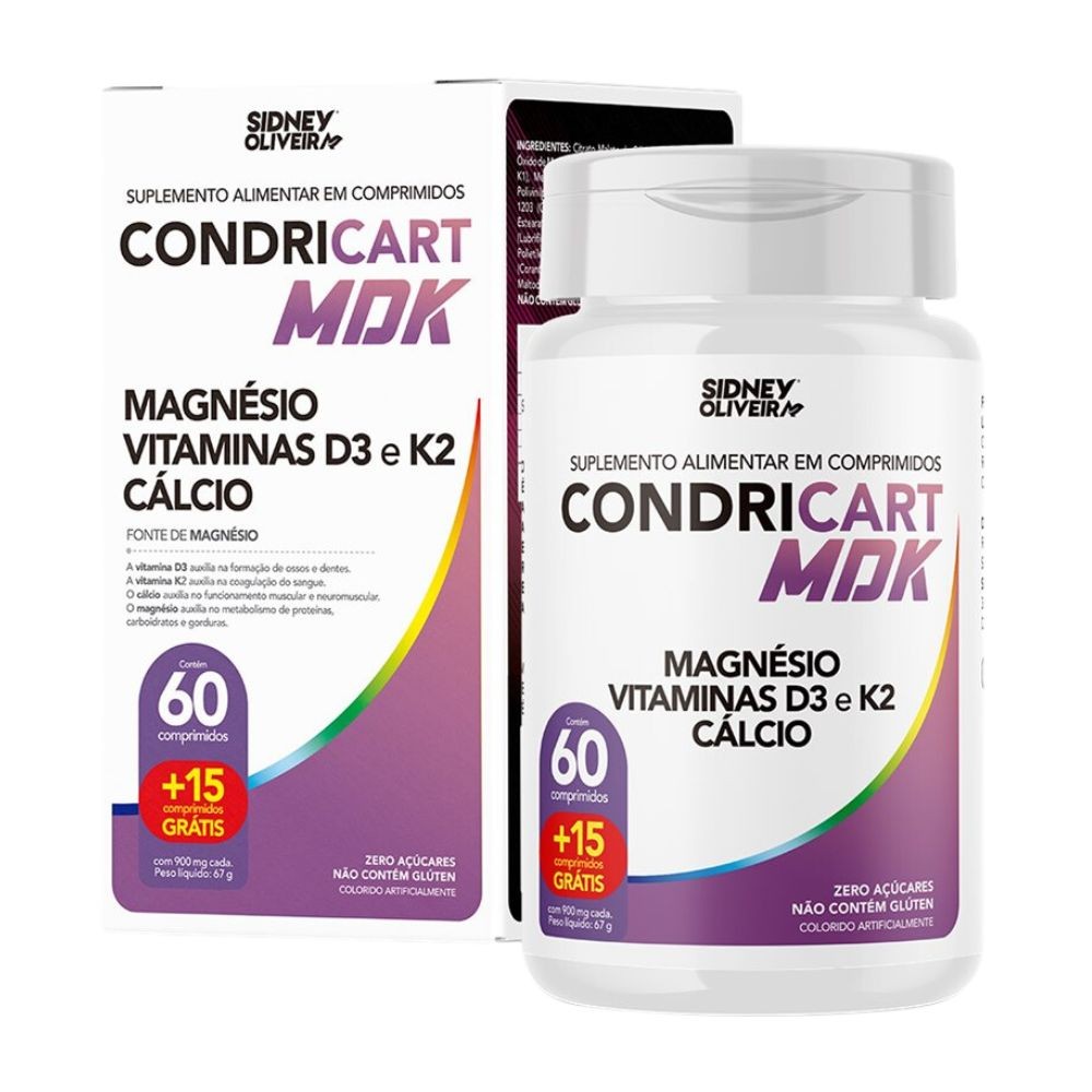 Condricart Mdk 60 caps Sidney Oliveira magnésio e cálcio