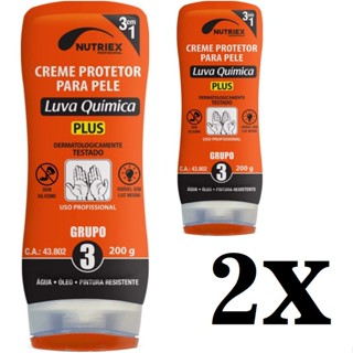 Kit 2 Creme Protetor Luva Química para Mãos Grupo 3 Plus Uso Profissional 200g Nutriex CA43802 Camada que Protege a Pele em Oferta na Shopee