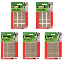 Kit 5 Feltro Adesivo Cadeira Sofa Quadrado SCOTCH 3M 25MM 12U