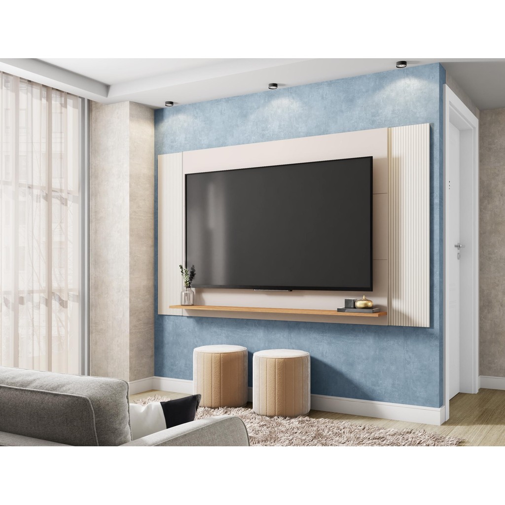 Painel Para Tv Até 65 Polegadas 3 Em 1 Jace Bege em Oferta na Shopee
