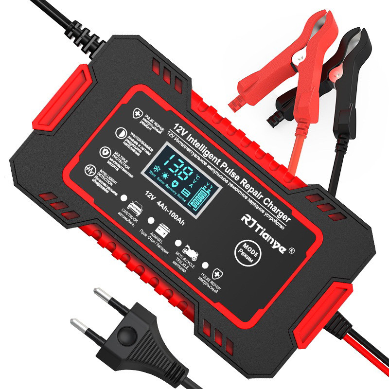 Carregador de bateria automotivo inteligente 12 V Display Digital Automático Energia Reparação Puls-envio imediato