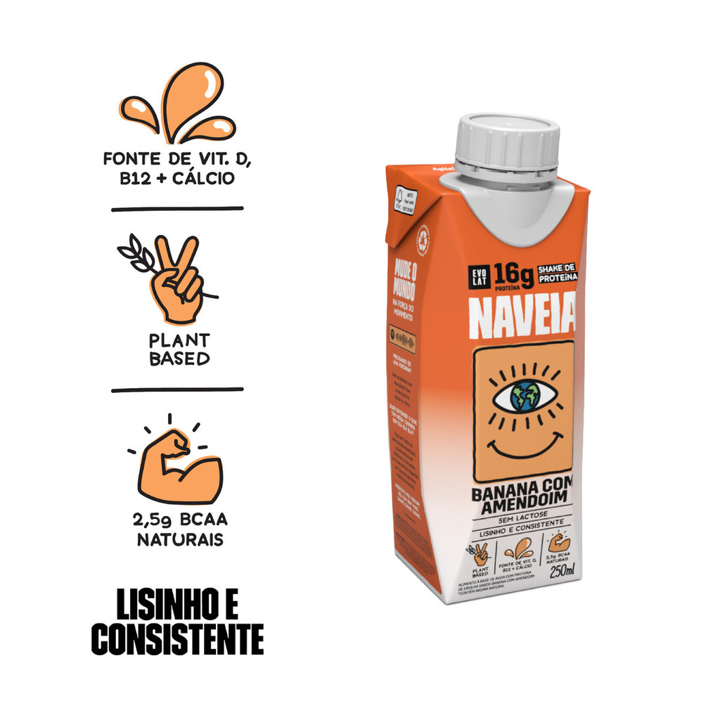 Naveia Shake De Proteína Banana Com Amendoim 250 Ml - Food & Beverages
