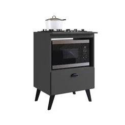Balcão para Cooktop 4 Bocas 1 Porta Basculante e Espaço para Forno Bogotá Grafite - Art In Móveis