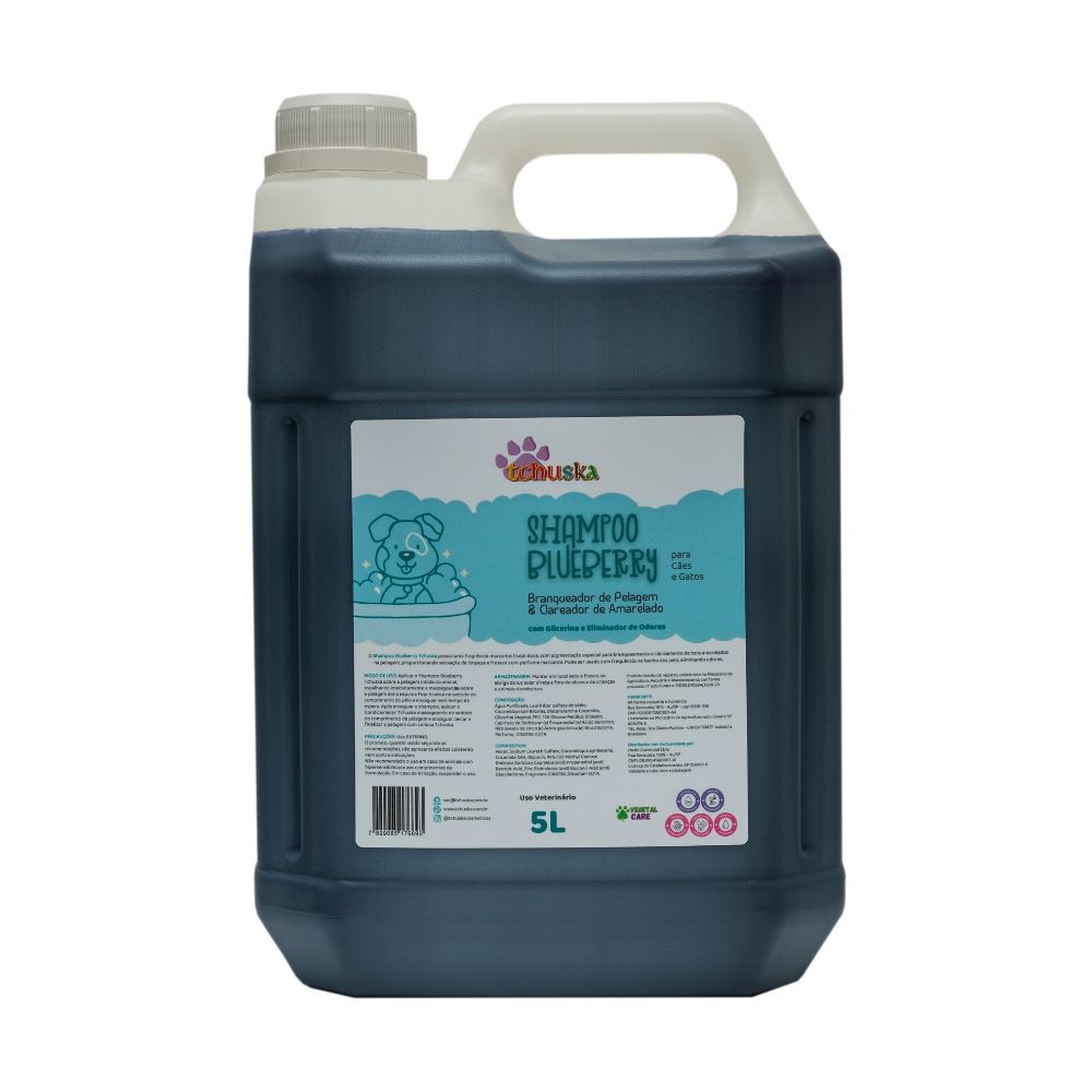 Shampoo Blueberry Tchuska Branqueador Com Eliminador de Odores Para Cachorro e Gato 5L