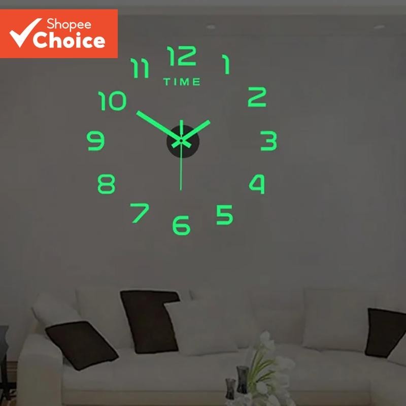 Relógio De Parede Luminoso 3D Adesivo DIY Estéreo Digital Para Decoração De Casa E Férias
