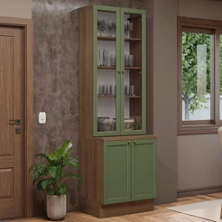 Kit Balcão + Cristaleira 70 Cm Vik Madesa 02 Rustic/verde
