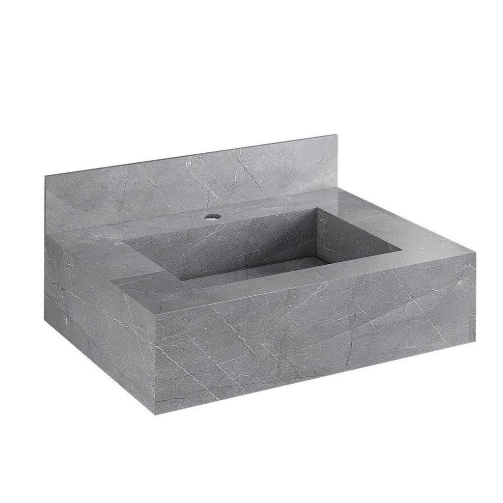 Bancada em Porcelanato para Banheiro Completa Alto Padrão 60cm X 15cm com Cuba Esculpida Lisboa Grafite